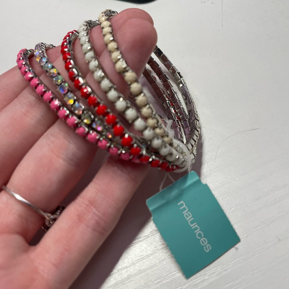 Nwt gem sparkly metallic stretch bracelet set